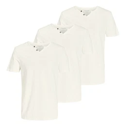 T-Shirt 3er Pack Shirts mit Splitneck-Ausschnitt und zwei Deko-Knpfen