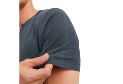 Jack & Jones T-Shirt 2er Pack mit Splitneck-Ausschnitt Dunkelblau/Blau/Dunkelgrau/Grau