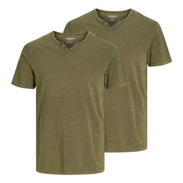 T-Shirt 2er Pack Shirts mit Splitneck-Ausschnitt und zwei Deko-Knpfen