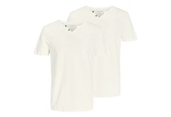 Jack & Jones T-Shirt 2er Pack mit Splitneck-Ausschnitt Weiß/Creme/Khaki/Beige