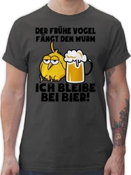 Shirtracer T-Shirt Der frühe Vogel fängt den Wurm! Ich bleibe bei Bier! schwarz