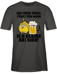 T-Shirt Der frhe Vogel fngt den Wurm! Ich bleibe bei Bier! - schwarz Party & Alkohol Herren