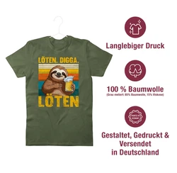 Shirtracer T-Shirt Lten Digga Lten Bier Biertrinker Faultier Saufi Party & Alkohol Herren Braun/Dunkelgrün