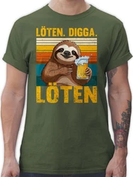 Shirtracer T-Shirt Lten Digga Lten Bier Biertrinker Faultier Saufi Party & Alkohol Herren Braun/Dunkelgrün