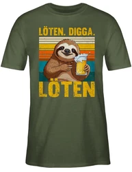 Shirtracer T-Shirt Lten Digga Lten Bier Biertrinker Faultier Saufi Party & Alkohol Herren Braun/Dunkelgrün