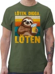 Shirtracer T-Shirt Lten Digga Lten Bier Biertrinker Faultier Saufi Party & Alkohol Herren Braun/Dunkelgrün