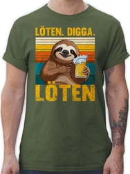 Shirtracer T-Shirt Lten Digga Lten Bier Biertrinker Faultier Saufi Party & Alkohol Herren Braun/Dunkelgrün