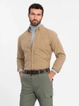 OMBRE Langarmhemd REGULAR FIT Herrenhemd Khaki/Braun/Dunkelgrün