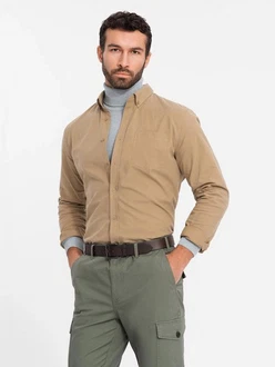 OMBRE Langarmhemd REGULAR FIT Herrenhemd Khaki/Braun/Dunkelgrün OMBRE Langarmhemd REGULAR FIT Herrenhemd Khaki/Braun/Dunkelgrün