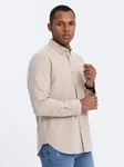 OMBRE Langarmhemd REGULAR FIT Herrenhemd Beige/Khaki/Schwarz/Hellblau/Braun