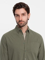 OMBRE Langarmhemd REGULAR FIT Herrenhemd Dunkelgrün/Khaki/Grün
