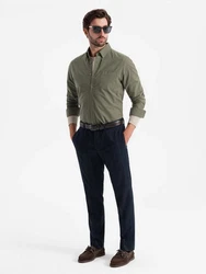 OMBRE Langarmhemd REGULAR FIT Herrenhemd Dunkelgrün/Khaki/Grün