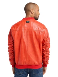 CARLO COLUCCI Lederjacke Desiato Rot/Hellblau/Orange/Schwarz