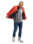 CARLO COLUCCI Lederjacke Desiato Rot/Hellblau/Orange/Schwarz