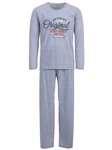 Henry Terre Schlafanzug Pyjama Set Langarm Blau/Grau