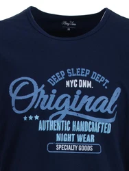 Henry Terre Schlafanzug Pyjama Set Langarm Dunkelblau