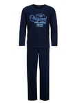 Henry Terre Schlafanzug Pyjama Set Langarm Dunkelblau
