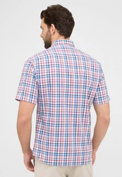Eterna Kurzarmhemd Modern Fit Button-Down-Kragen Mischfarben/Rot/Hellblau