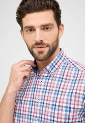 Eterna Kurzarmhemd Modern Fit Button-Down-Kragen Mischfarben/Rot/Hellblau