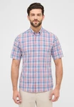 Eterna Kurzarmhemd Modern Fit Button-Down-Kragen Mischfarben/Rot/Hellblau