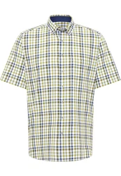 Eterna Kurzarmhemd Modern Fit Button-Down-Kragen Gelb/Grün/Khaki