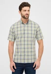 Eterna Kurzarmhemd Modern Fit Button-Down-Kragen Gelb/Grün/Khaki