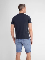 LERROS Rundhals T-Shirt mit Palmenprint Dunkelblau