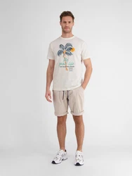 LERROS Rundhals T-Shirt mit Palmenprint Khaki/Beige/Braun