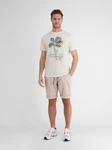 LERROS Rundhals T-Shirt mit Palmenprint Khaki/Beige/Braun