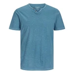 Jack & Jones T-Shirt Splitneck Tee Hellblau/Blau/Türkis
