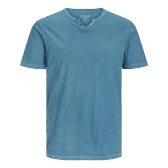 Jack & Jones T-Shirt Splitneck Tee Hellblau/Blau/Türkis