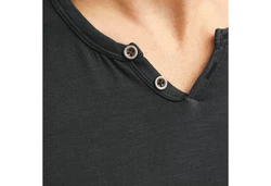 Jack & Jones T-Shirt 2er Pack mit Splitneck-Ausschnitt Dunkelgrau/Dunkelblau/Grau