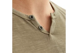 Jack & Jones T-Shirt Splitneck Tee Khaki/Dunkelgrün