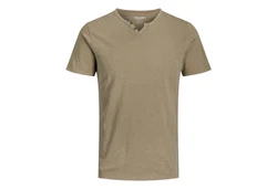 Jack & Jones T-Shirt Splitneck Tee Khaki/Dunkelgrün