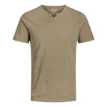 Jack & Jones T-Shirt Splitneck Tee Khaki/Dunkelgrün