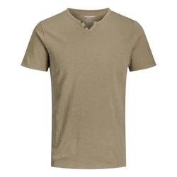 Jack & Jones T-Shirt Splitneck Tee Khaki/Dunkelgrün