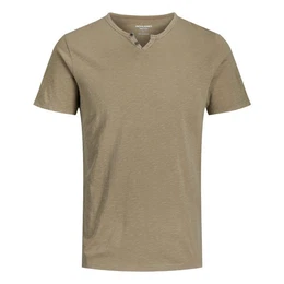 T-Shirt Splitneck Tee mit Splitneck-Ausschnitt und zwei Deko-Knpfen