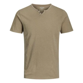 Jack & Jones T-Shirt Splitneck Tee Khaki/Dunkelgrün