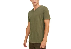 Jack & Jones T-Shirt 2er Pack mit Splitneck-Ausschnitt Dunkelgrün/Khaki