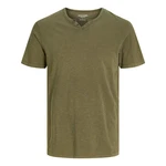 Jack & Jones T-Shirt Splitneck Tee Dunkelgrün/Khaki Jack & Jones T-Shirt Splitneck Tee Dunkelgrün/Khaki