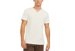 Jack & Jones T-Shirt 2er Pack mit Splitneck-Ausschnitt Weiß/Creme/Khaki/Beige