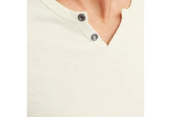 Jack & Jones T-Shirt 2er Pack mit Splitneck-Ausschnitt Weiß/Creme/Khaki/Beige