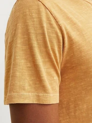 Jack & Jones T-Shirt JJESPLIT NECK TEE SS NOOS (1-tlg) Gelb/Braun/Orange/Beige