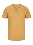 Jack & Jones T-Shirt JJESPLIT NECK TEE SS NOOS (1-tlg) Gelb/Braun/Orange/Beige