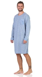 EloModa Nachthemd Herren mit langen Ärmeln und Rundhals (1-tlg) Blau/Hellblau/Fliederfarben