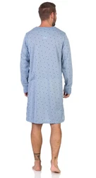 EloModa Nachthemd Herren mit langen Ärmeln und Rundhals (1-tlg) Blau/Hellblau/Fliederfarben