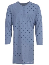Lucky Nachthemd Langarm Blau/Grau