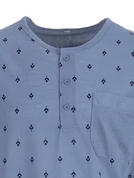 Lucky Nachthemd Langarm Blau/Grau