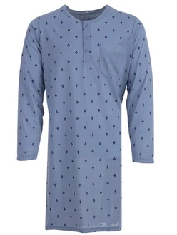 Lucky Nachthemd Langarm Blau/Grau