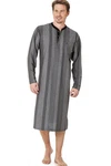 Hajo Nachthemd Klima Komfort Herren Sleepshirt Langarm Rundhals mit Knopfleiste Grau/Dunkelblau/Dunkelgrau/Grün
